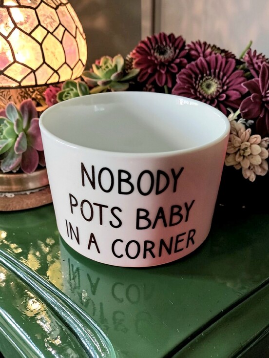 Other - Nobody Pots Baby In A Corner Ceramic Planter with Bamboo Tray